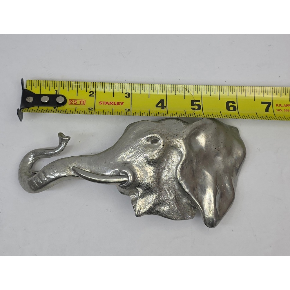 Christopher Ross 1980 Pewter Elephant Head Belt Buckle Silver Tone‎ Animal Art - Picture 4 of 5